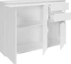 Sideboard Brest - 119x35x84cm - 3 Türen und 2 Schubladen - weiß