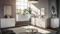 Sideboard Brest - 119x35x84cm - 3 Türen und 2 Schubladen - weiß