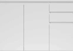 Sideboard Brest - 119x35x84cm - 3 Türen und 2 Schubladen - weiß