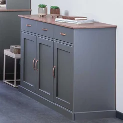 Sideboard Cerci 131cm mit 3 Türen und 3 Schubladen - grau