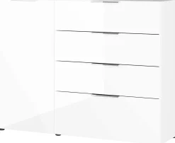 Sideboard Dudek 134cm mit 4 Schubladen und 1 Tür - weiß
