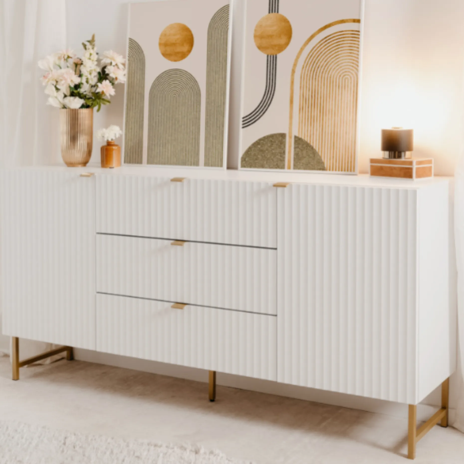 Sideboard Edith-weiß/gold