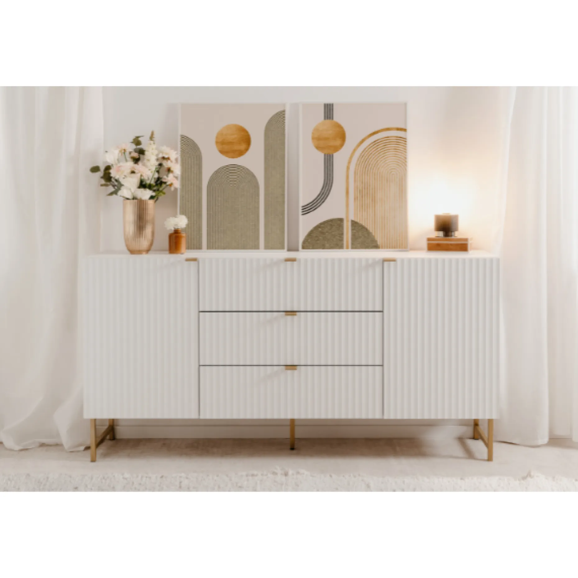 Sideboard Edith-weiß/gold