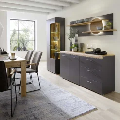 Sideboard Enso 2 Türen und 3 Schubladen - Anthrazit/Eiche