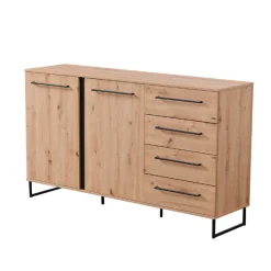 Sideboard Hoggas 159cm 4 Türen und 2 Einlegeböden - Eiche