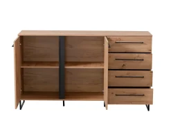 Sideboard Hoggas 159cm 4 Türen und 2 Einlegeböden - Eiche