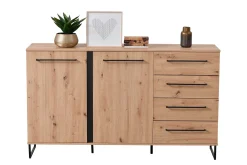 Sideboard Hoggas 159cm 4 Türen und 2 Einlegeböden - Eiche