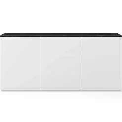 Sideboard Join 180cm hoch Modell mit 3 Türen - matt weiß/schwarzer Marmor