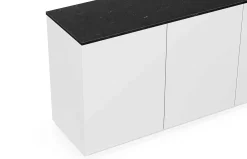 Sideboard Join 180cm hoch Modell mit 3 Türen - matt weiß/schwarzer Marmor