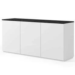 Sideboard Join 180cm hoch Modell mit 3 Türen - matt weiß/schwarzer Marmor