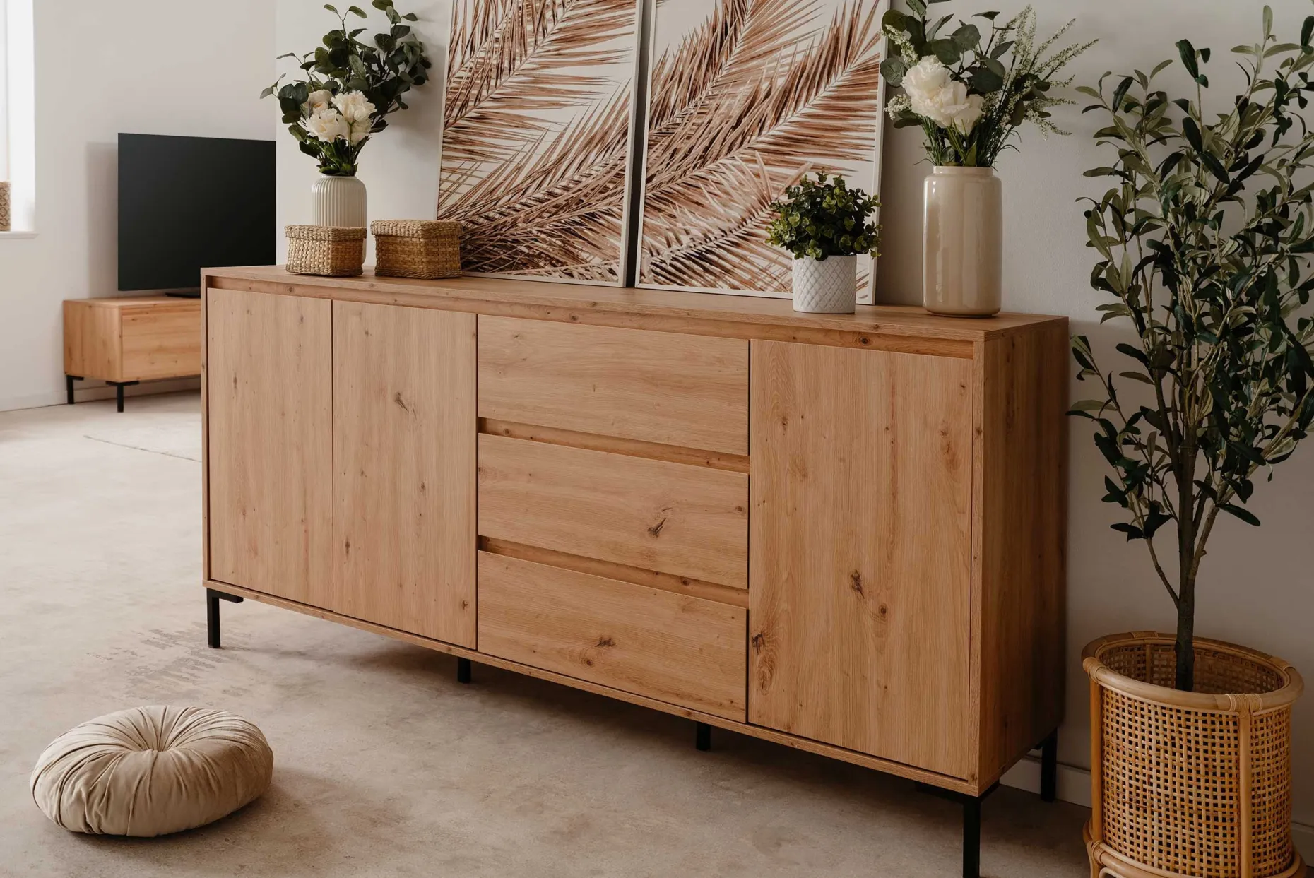 Sideboard Korina 178 cm-Kunsthandwerk Eiche