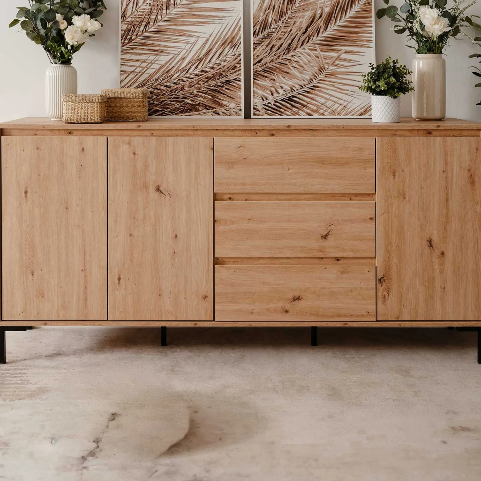 Sideboard Korina 178 cm-Kunsthandwerk Eiche