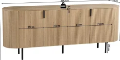 Sideboard Lagos - 200x45x80cm - 4 Türen - Eiche Dekor