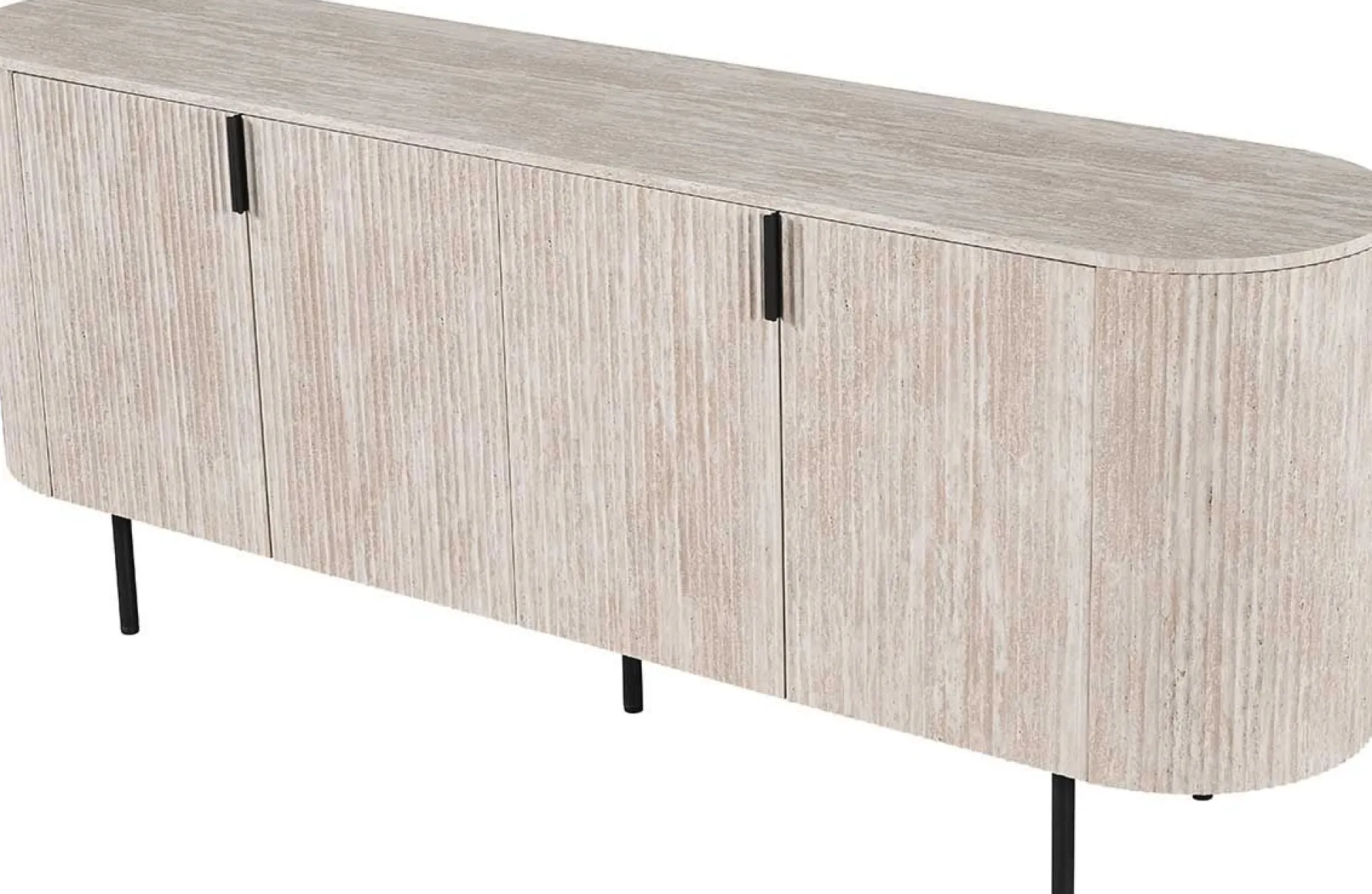 Sideboard Lagos - 200x45x80cm - 4 Türen - Travertin
