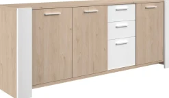 Sideboard London | 219,8 x 52 x 86,5 cm | Eiche/weiß