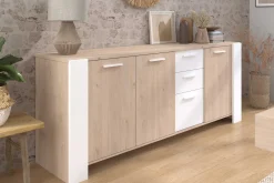 Sideboard London | 219,8 x 52 x 86,5 cm | Eiche/weiß