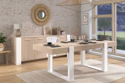 Sideboard London | 219,8 x 52 x 86,5 cm | Eiche/weiß
