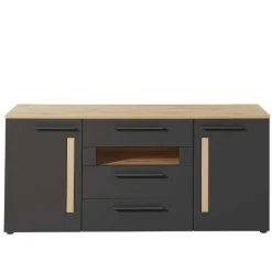 Sideboard Lorna 2 Türen und 3 Schubladen - Anthrazit/Eiche