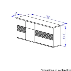 Sideboard Magda | 208 x 47 x 87 cm | Brown High Gloss White