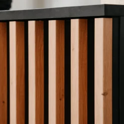 Sideboard Manet - 118x40x90cm - 2 Türen und 4 Schubladen - Schwarz/Eiche Dekor