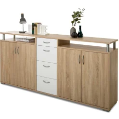 Sideboard Maximo 208cm - sonoma Eiche/weiß