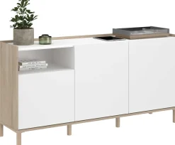 Sideboard Morpheus - 150x40x75cm - 3 Türen - Eiche Dekor/Weiß