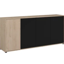 Sideboard Owen - 184x40x83cm - 4 Türen - Eiche Dekor/schwarz