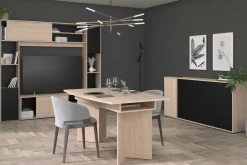 Sideboard Owen - 184x40x83cm - 4 Türen - Eiche Dekor/schwarz