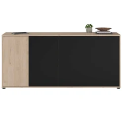 Sideboard Owen - 184x40x83cm - 4 Türen - Eiche Dekor/schwarz