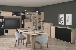 Sideboard Owen - 184x40x83cm - 4 Türen - Eiche Dekor/schwarz