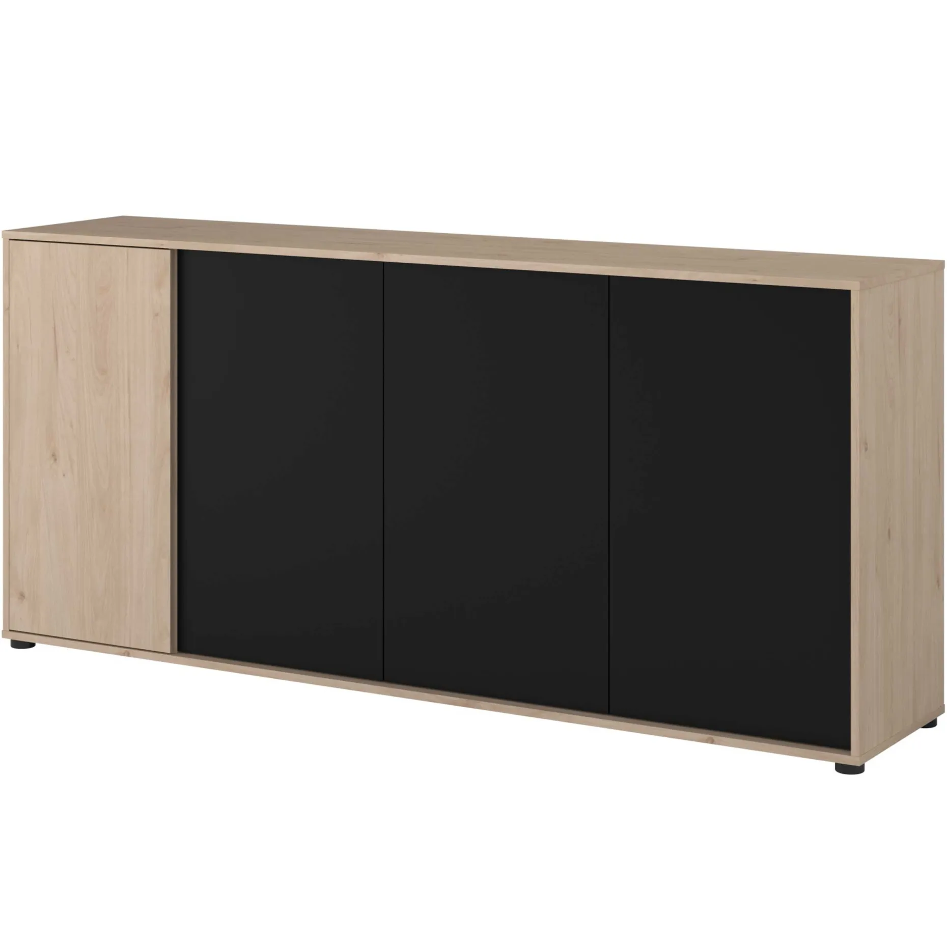 Sideboard Owen - 184x40x83cm - 4 Türen - Eiche Dekor/schwarz