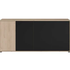 Sideboard Owen - 184x40x83cm - 4 Türen - Eiche Dekor/schwarz