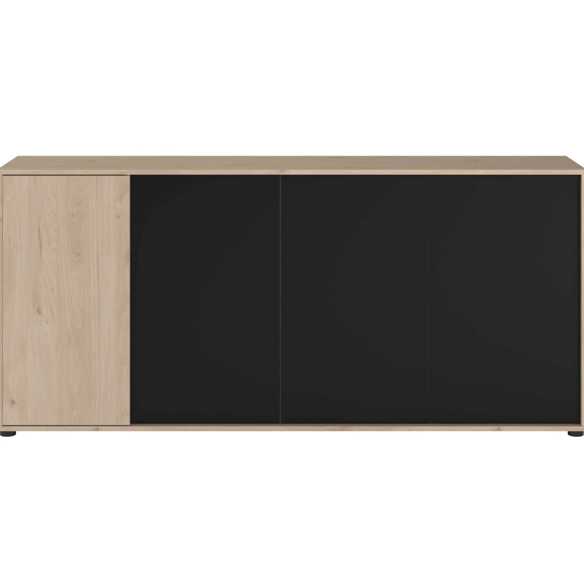 Sideboard Owen - 184x40x83cm - 4 Türen - Eiche Dekor/schwarz