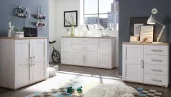 Sideboard Roman 93cm mit Tür und 4 Schubladen - weiß/braun