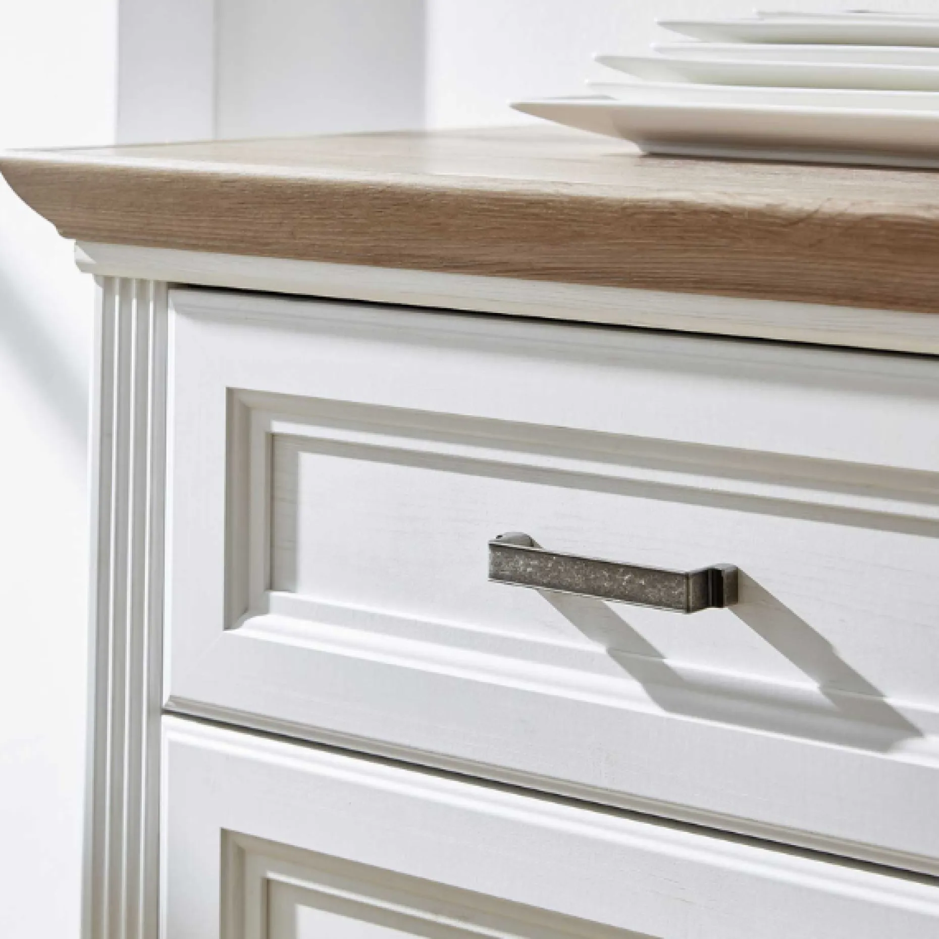 Sideboard Samine 3 Schubladen 3 Türen - weiß/Eiche