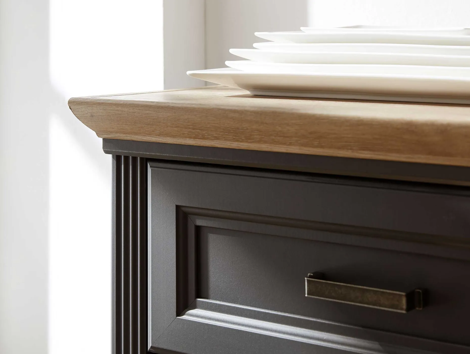 Sideboard Samine 3 Schubladen 3 Türen - graphit/quecksilber