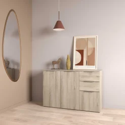 Sideboard Spectre - 119x37x78cm - 3 Türen und 2 Schubladen - Eichendekor