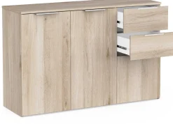 Sideboard Spectre - 119x37x78cm - 3 Türen und 2 Schubladen - Eichendekor