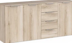 Sideboard Spectre - 159x37x78cm - 3 Türen und 4 Schubladen - Eichendekor