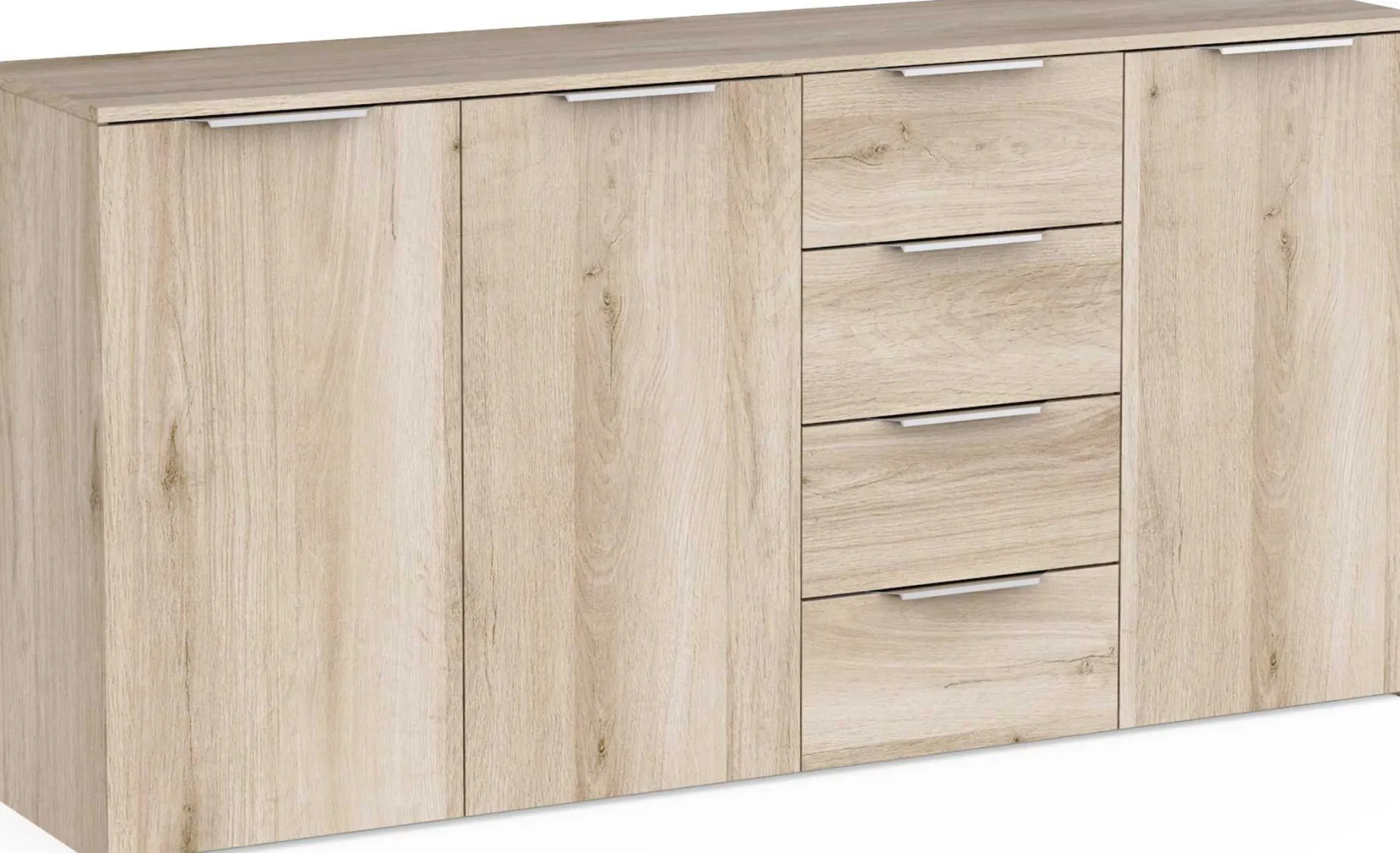 Sideboard Spectre - 159x37x78cm - 3 Türen und 4 Schubladen - Eichendekor