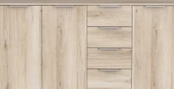 Sideboard Spectre - 159x37x78cm - 3 Türen und 4 Schubladen - Eichendekor