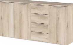 Sideboard Spectre - 159x37x78cm - 3 Türen und 4 Schubladen - Eichendekor
