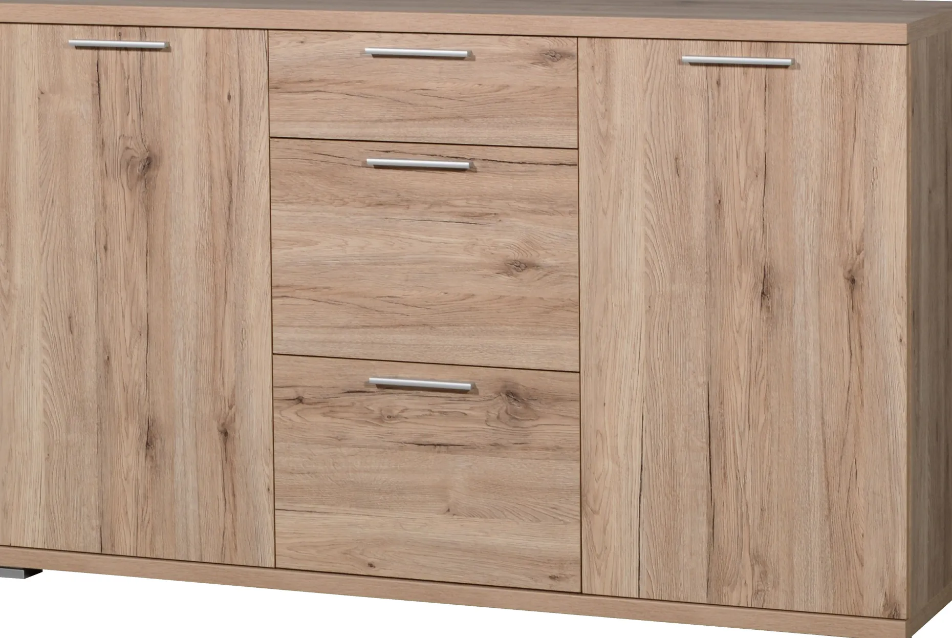 Sideboard Tosun 144 cm mit 2 Türen und 3 Schubladen - Eiche