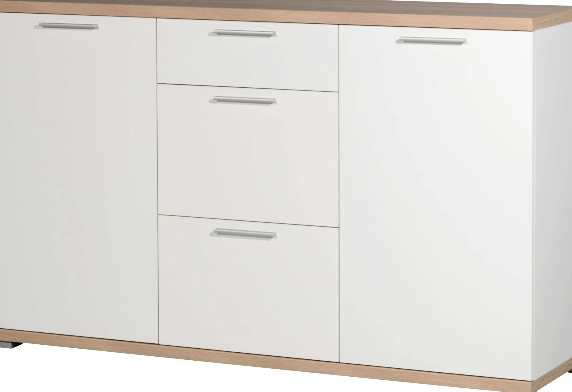 Sideboard Tosun 144 cm mit 2 Türen und 3 Schubladen - weiß/Eiche