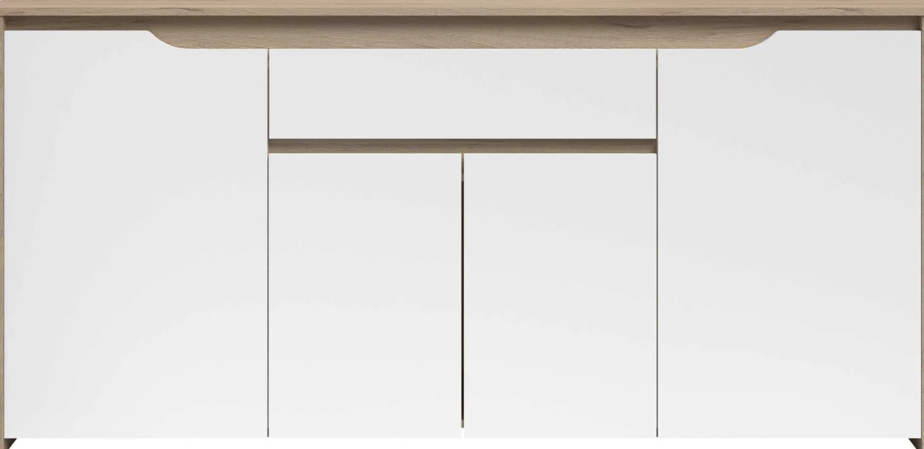 Sideboard Wendy - 184x46x86cm - 4 Türen und 1 Schublade - Eiche Dekor/Weiß