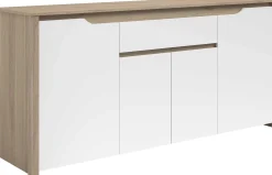 Sideboard Wendy - 184x46x86cm - 4 Türen und 1 Schublade - Eiche Dekor/Weiß