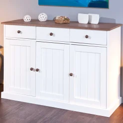 Sideboard Westerland 3 Türen- weiß/braun