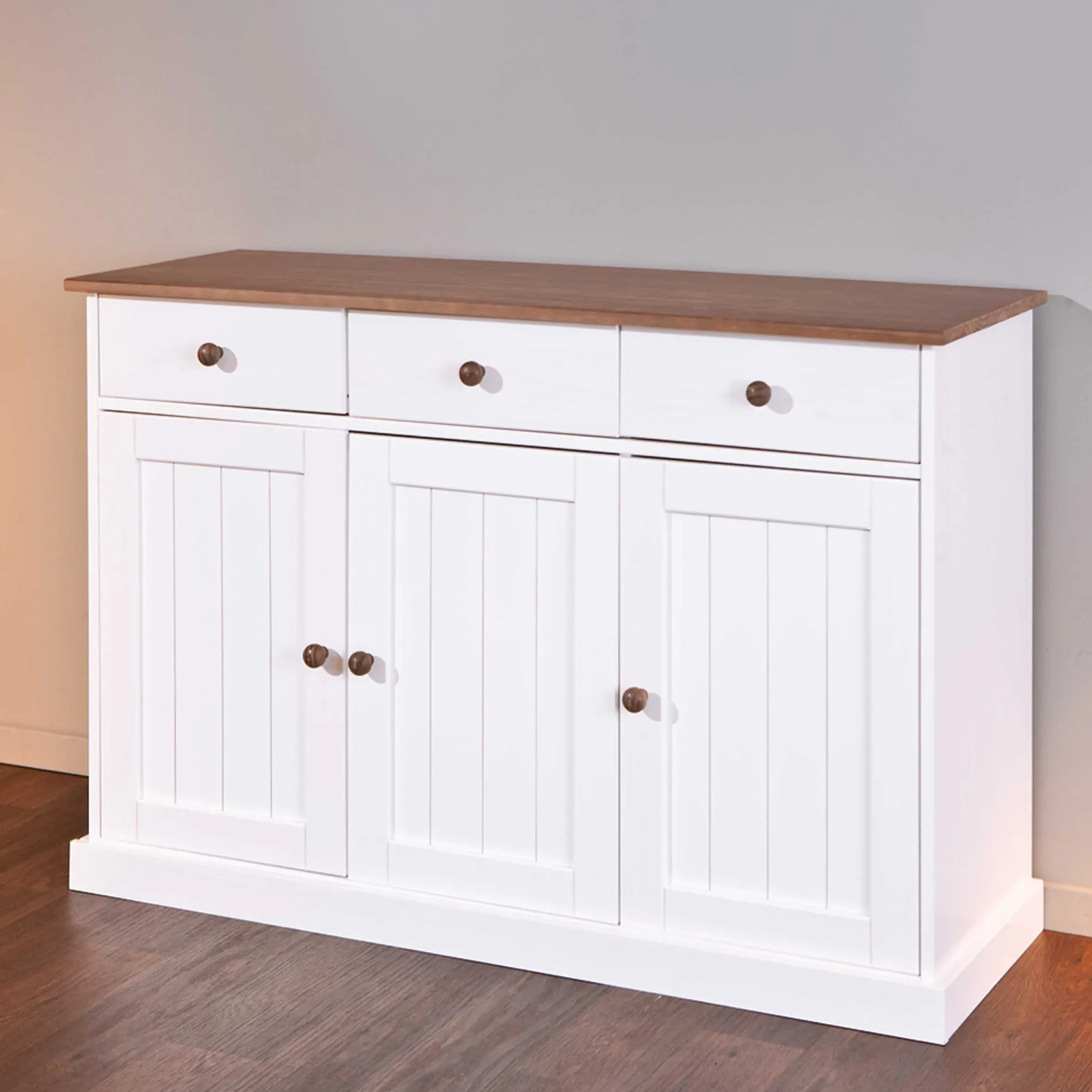 Sideboard Westerland 3 Türen- weiß/braun