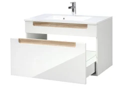 Siena 80cm Waschtischunterschrank - weiß/braun