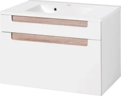 Siena 80cm Waschtischunterschrank - weiß/braun